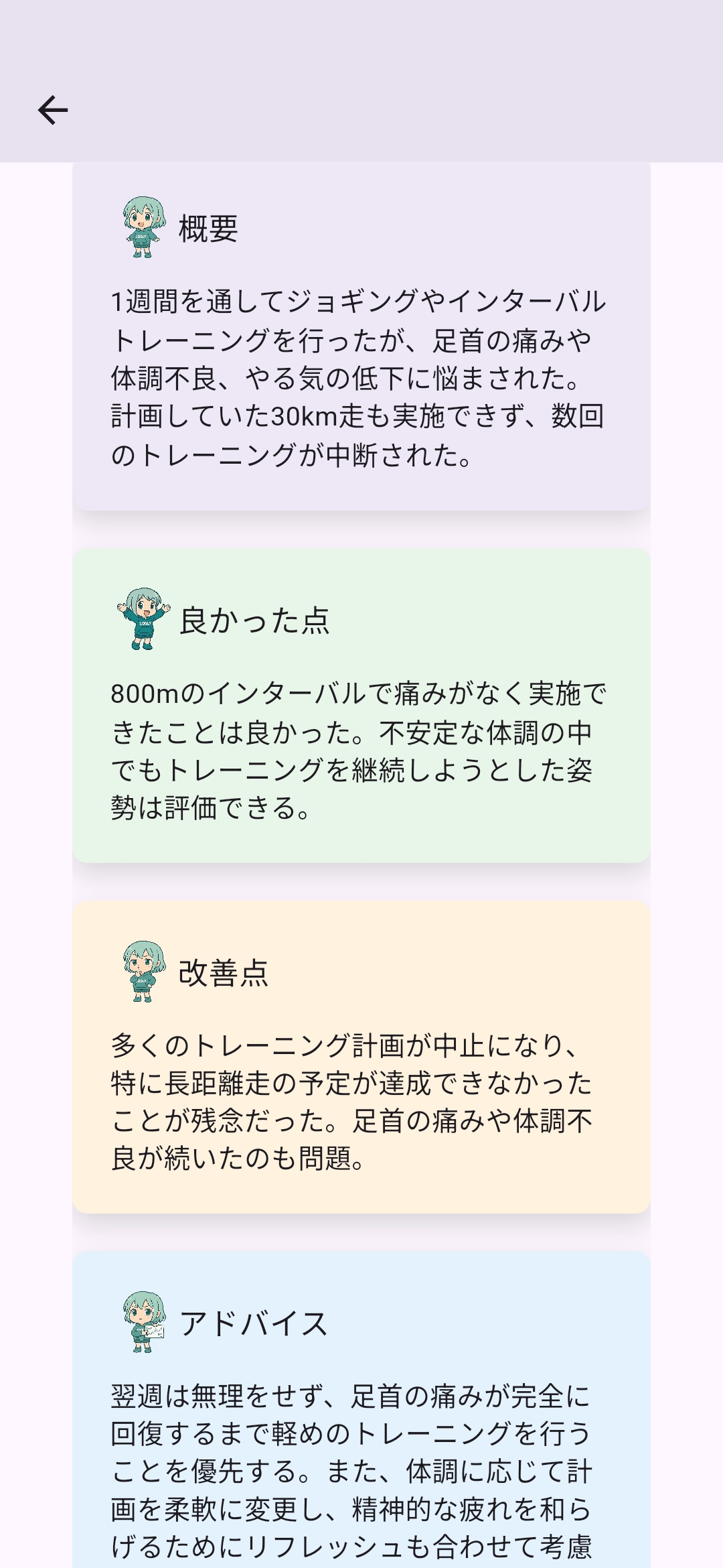 AIレポート画面